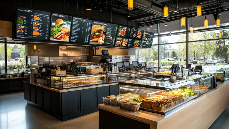 Interior of an Italian deli with food display